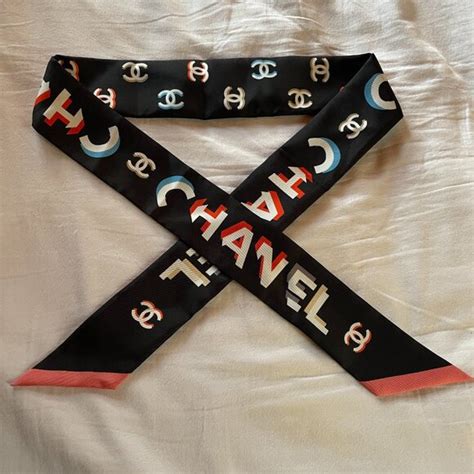 chanel twilly|black and white chanel scarf.